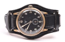 Wagner wristwatch. Serial 671348. Plated case, brushed finish, considerable wear to plating, 35mm