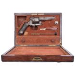 A Belgian 6 shot 12mm Lefaucheux double action pinfire revolver, number 86953, c 1865, round