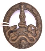 A scarce Third Reich Guerilla Warfare breast badge, bronzed finish. VGC £150-200