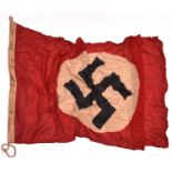 An NSDAP Party flag, printed on linen, 56" x 32", GC (creased) £50-60