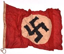 An NSDAP Party flag, printed on linen, 56" x 32", GC (creased) £50-60