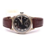 D marked Record Watch Co wristwatch. Serial D492688. Plated case, brushed finish, heavy wear to