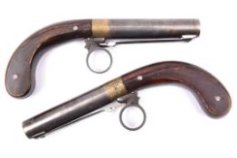 A scarce pair of 45 bore Cooper’s Patent ring trigger underhammer percussion “boot leg” pistols, 7¼”