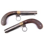 A scarce pair of 45 bore Cooper’s Patent ring trigger underhammer percussion “boot leg” pistols, 7¼”