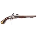 An early 18th century French military type (Model 1707?) 22 bore (15mm) flintlock holster pistol,