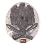 A good Third Reich Infantry 25 Days Assault badge, alloy wreath, bronzed eagle etc, “25” on