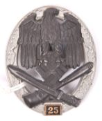 A good Third Reich Infantry 25 Days Assault badge, alloy wreath, bronzed eagle etc, “25” on