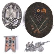 A Third Reich infantry general’s assault badge, grey metal wreath, silvered eagle etc, marked on