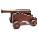 A good late 18th century bronze signal cannon, barrel 16" of classic form, bore approximately 7/