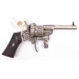 An attractive Belgian 6 shot 7mm double action pinfire revolver, c 1870, round barrel 90mm (3½”),