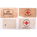 3 Third Reich printed armbands: HILFS KRANKENSTRAPER; DEUTSCHER ROTE KREUZ; FREIWILLIGE