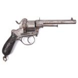 A Belgian 6 shot 12mm Lefaucheux double action pinfire revolver by Francotte, number -5021, c