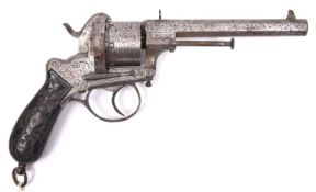 A Belgian 6 shot 12mm Lefaucheux double action pinfire revolver by Francotte, number -5021, c