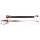 A scarce 1859 pattern cutlass bayonet for the naval rifle, blade 26", Solingen knight’s helmet