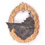 A Third Reich Destroyers war badge, gilt and bronzed finish, marked on back “S.H.U.Co” VGC £50-80