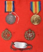 WWI pair: BWM, Victory (20860 2AM S.E. Putland RAF), also his identity bracelet to “S.E. Putland