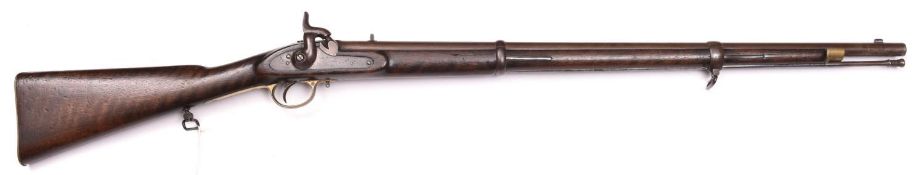 A good Indian Army NCO’s .656 percussion fusil, 48" overall, barrel 31½”, London proof markings,