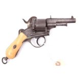 A Belgian 6 shot 9mm Lefaucheux double action pinfire revolver by Francotte, c 1863, number 07900,