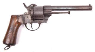 A Spanish 6 shot 12mm Oviedo Army Model single action pinfire revolver, number 542, round barrel