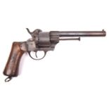 A Spanish 6 shot 12mm Oviedo Army Model single action pinfire revolver, number 542, round barrel