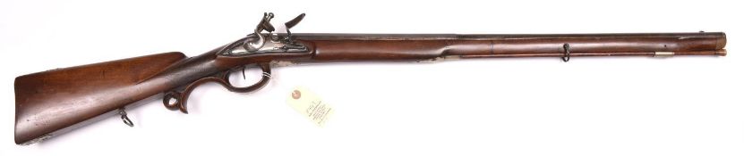 A German 16 bore flintlock sporting gun, c 1770, 41½” overall, 2 stage twist barrel 26¾”, with