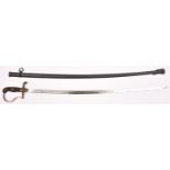 A Third Reich Army Officer’s sword, plated blade 33", by Puma, Solingen, brass stirrup hilt with