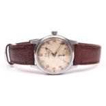 KM marked Siegerin wristwatch. Serial 129207. Plated case, brushed finish, minimal plating wear,