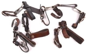 6 reproduction leather and metal hangers of Third Reich daggers, with Assmann, “OLC” in lozenge, and
