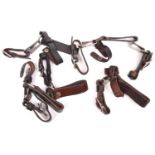 6 reproduction leather and metal hangers of Third Reich daggers, with Assmann, “OLC” in lozenge, and