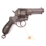 A Belgian 6 shot 12mm Lefaucheux closed frame double action pinfire revolver, by Francotte, c