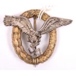 A good quality Third Reich Luftwaffe Pilot/Observer’s badge, of nickel construction, by “JMME”.