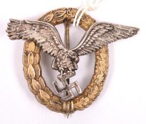 A good quality Third Reich Luftwaffe Pilot/Observer’s badge, of nickel construction, by “JMME”.