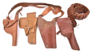 An unusual Turkish leather revolver holster, with integral shoulder strap, looped for 24