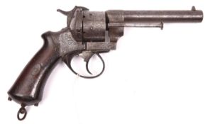 A French 6 shot 12mm Lefaucheux Model 1862 double action pinfire revolver, number 05438 below the