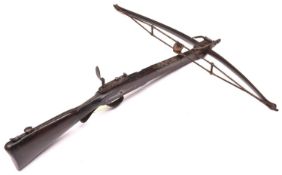 A late 18th century stone bow, prodd, 32" overall, span 31½”, of classic form, with steel mounts