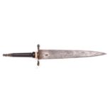 A late 17th century private purchase plug bayonet, broad thin wedge section blade 11" struck with