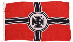 A Third Reich war flag, 58" x 34", central Iron Cross printed motif. GC £80-100