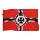 A Third Reich war flag, 58" x 34", central Iron Cross printed motif. GC £80-100