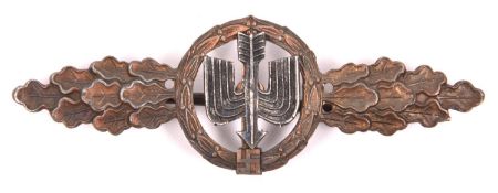 A Third Reich Long Range Day Fighters etc flying clasp, main badge bronzed, silvered central device,