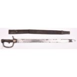 A rare 1st pattern Baker Rifle sword bayonet, plain blade 23", brass hilt with vertical grooves,