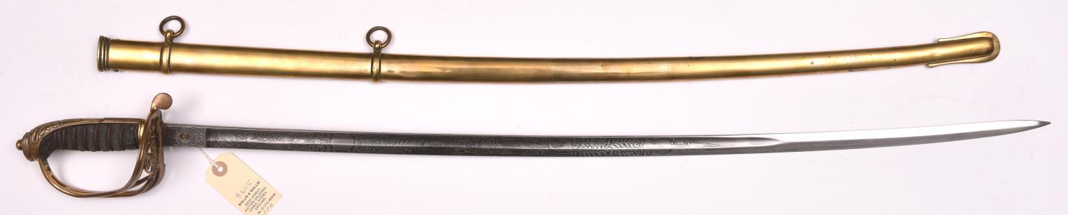 A good Victorian 1822 pattern field officer’s sword, blade 32½” with maker’s name “W. Buckmaster and