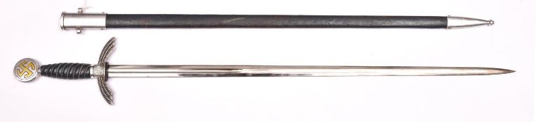 A good Third Reich Luftwaffe officer’s sword, plated blade 30¾” marked “GAESTEN” in fuller, grey