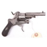 A Belgian 6 shot 7mm Lefaucheux double action pinfire revolver c 1865, number 273262, octagonal