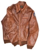 A modern copy of a US Army Air Force type A2 light brown leather flying jacket, with painted leather
