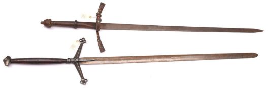 A re-enactment copy of a 16th century Scottish two handed sword, Claymore, DE blade 48", the hilt