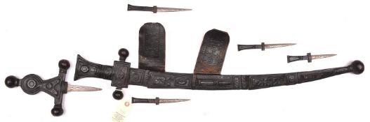 An African Tuareg decorative ceremonial “sword”, 38½” overall, consisting of a cruciform hilt with