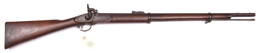 A scarce Australian Victoria State Force .563" Lancaster oval bore percussion 2 band short rifle,