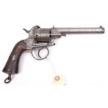 A Belgian 6 shot 12mm Lefaucheux double action pinfire revolver by Francotte, c 1865, number