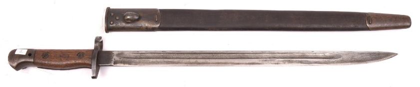 A 1907 pattern SMLE bayonet, issue marks for July 1916, blade 17" marked with crown and