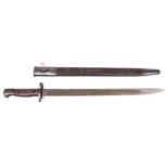A 1907 pattern SMLE bayonet, blade 17" marked with crown and “WILKINSON”, other marks indistinct,